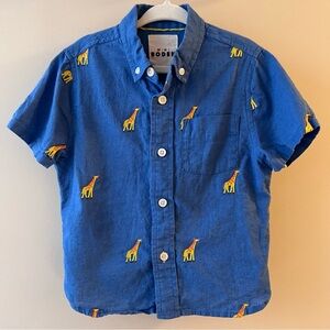 Mini Boden Blue Shirt with Giraffe Design